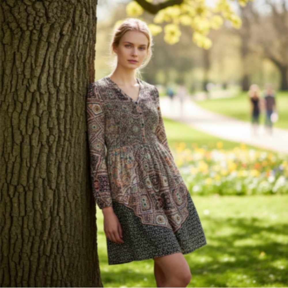 Maeve by Anthropologie Tiled Amethyst Shirt Dress